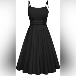 NEW Belle Poque Black Sleeveless Bouffant Retro Satin Dress Womens Size S